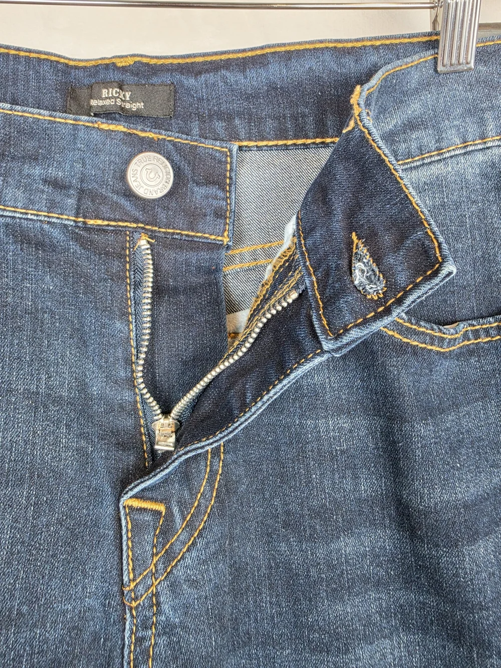True Religion Ricky Relaxed Straight Jeans Men's 32x34 Dark Wash NWT